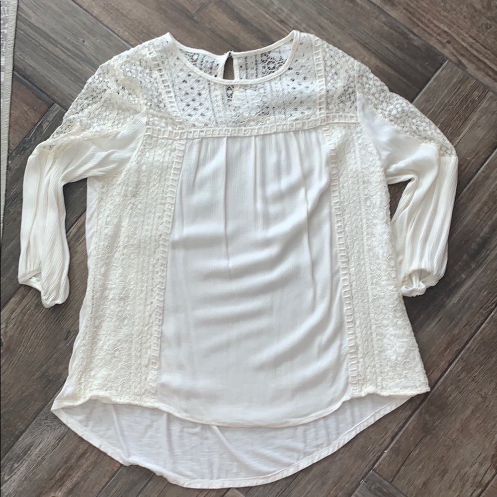 Cream lace shoulder blouse